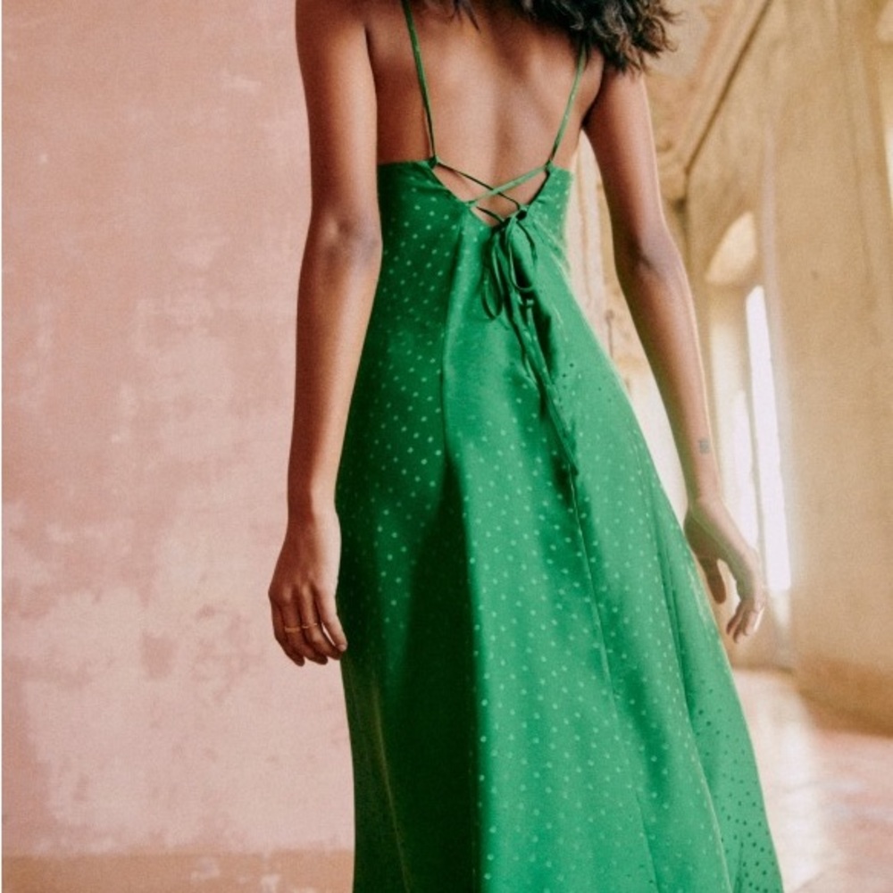 Sezane Green Midi Dress